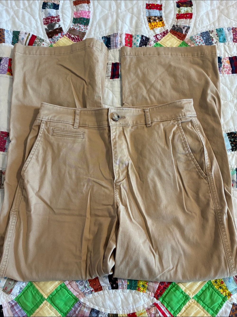 LOFT Monroe Wide Leg Pants petite size 4 neutral business casual cotton